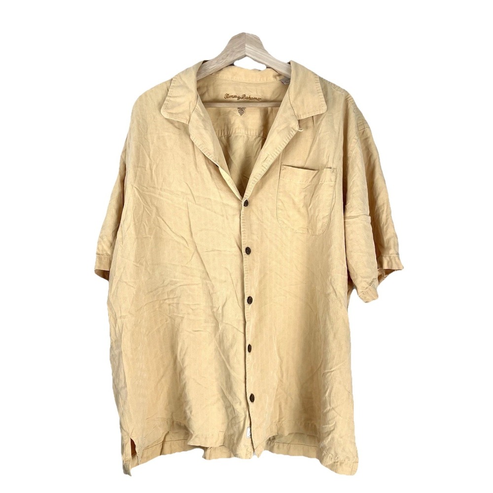 Tommy Bahama Men's XL Silk Button‎ Shirt Yellow Regular Fit